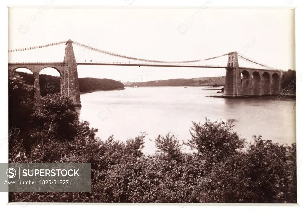 A photographic view of the Menai suspension bridge, published by Francis Bedford & Co, in about 1880.  Built by one of England´s greatest civil engine...