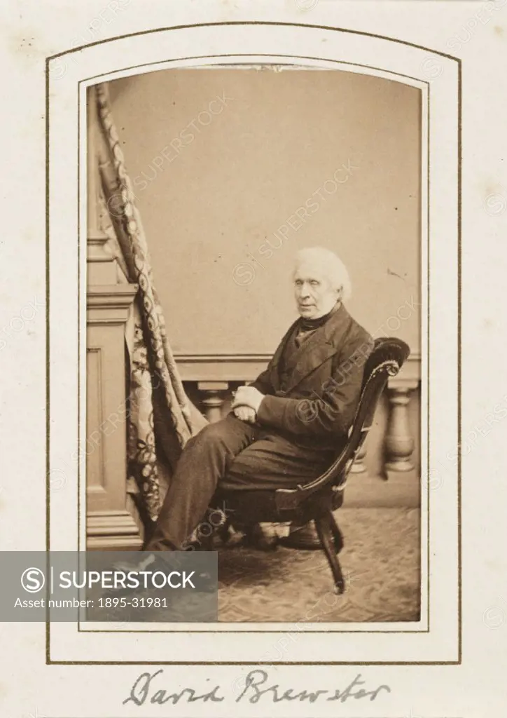 A carte-de-visite portrait of Sir David Brewster (1781-1868), taken at the studio of the London Stereoscopic Company, Cheapside, London,  in about 186...