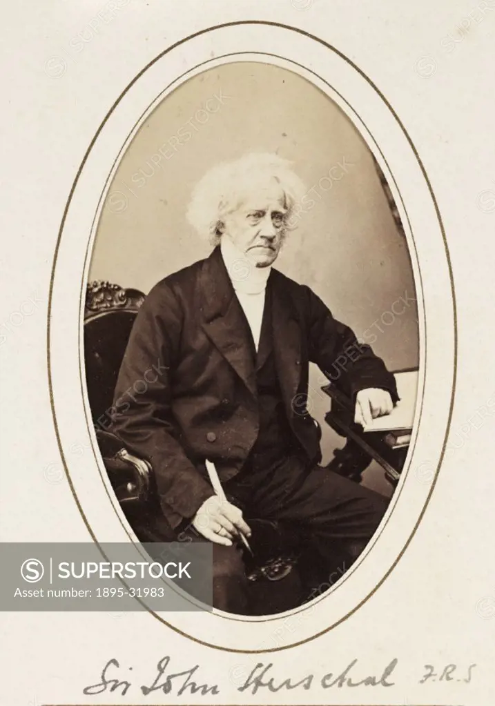 A carte-de-visite portrait of Sir John Herschel (1792-1871), taken at the studio of Maull & Polyblank, London, in about 1865.  By the mid-1850s, Maull...
