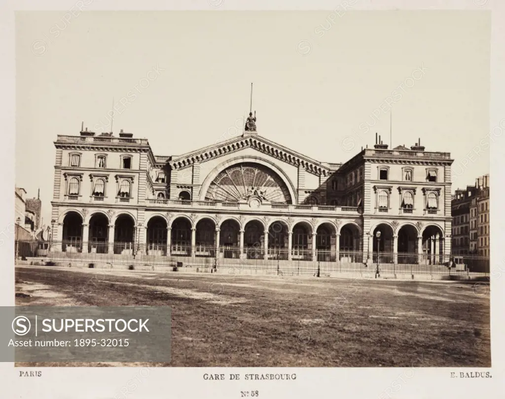 A photograph of the Gare de Strasbourg in Paris, taken by Edouard-Denis Baldus (1813-1882) in about 1865.  Built between 1847 and 1850, this served th...