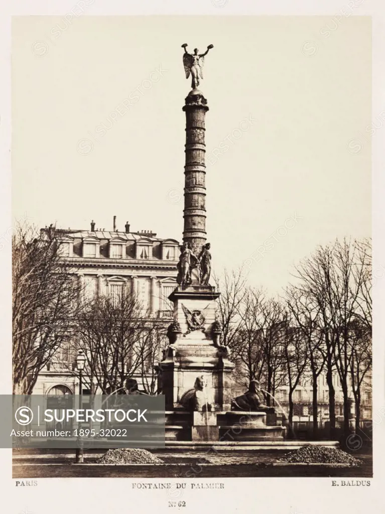 A photograph of the Fontaine du Palmier, Chatelet Square, taken by Edouard-Denis Baldus (1813-1882) in about 1865. The fountain, commissioned by Napol...