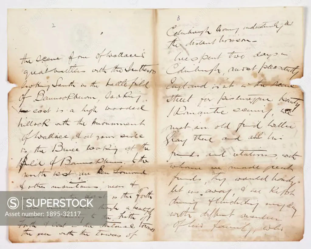 A letter written at The Golden Lion Hotel in Stirling, Scotland, discussing the construction of the Forth Railway Bridge, in about 1888, by an unknown...