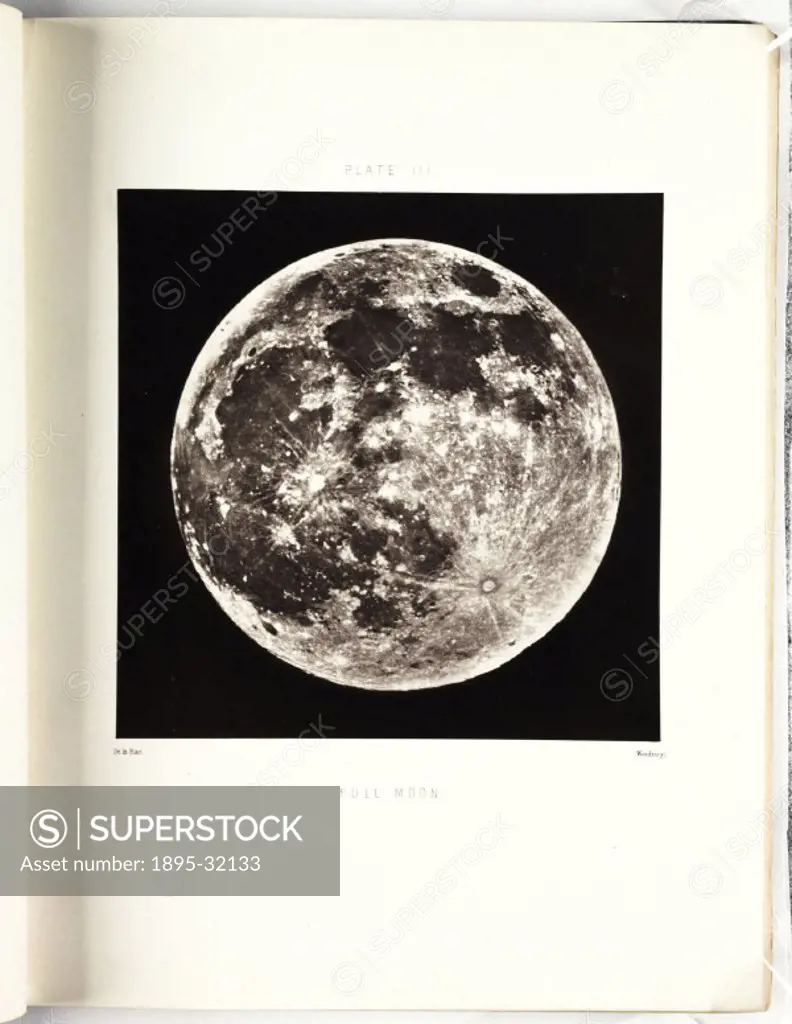 A Woodburytype photograph entitled ´Full Moon´, taken by Warren De La Rue (1815-1889), in about 1855.  This is an illustration from a a book published...