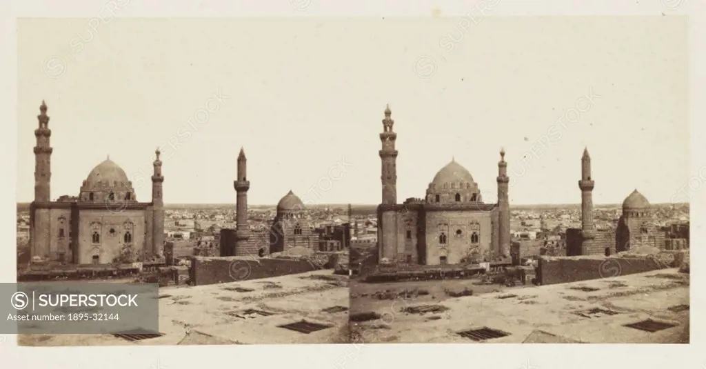 A stereoscopic photograph of the mosque of Sultan Hassan bin Mohammad bin Qala´oun, Cairo, Egypt, taken in 1859 by Francis Frith (1822-1898). This ima...