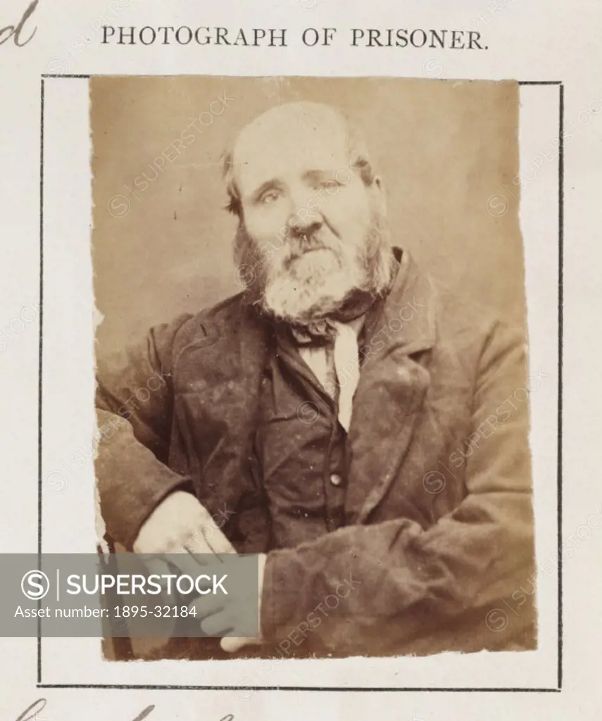 An identity photograph of a convicted criminal, William Copeland, from an album of prison record photographs,  taken by an unknown photographer in 187...