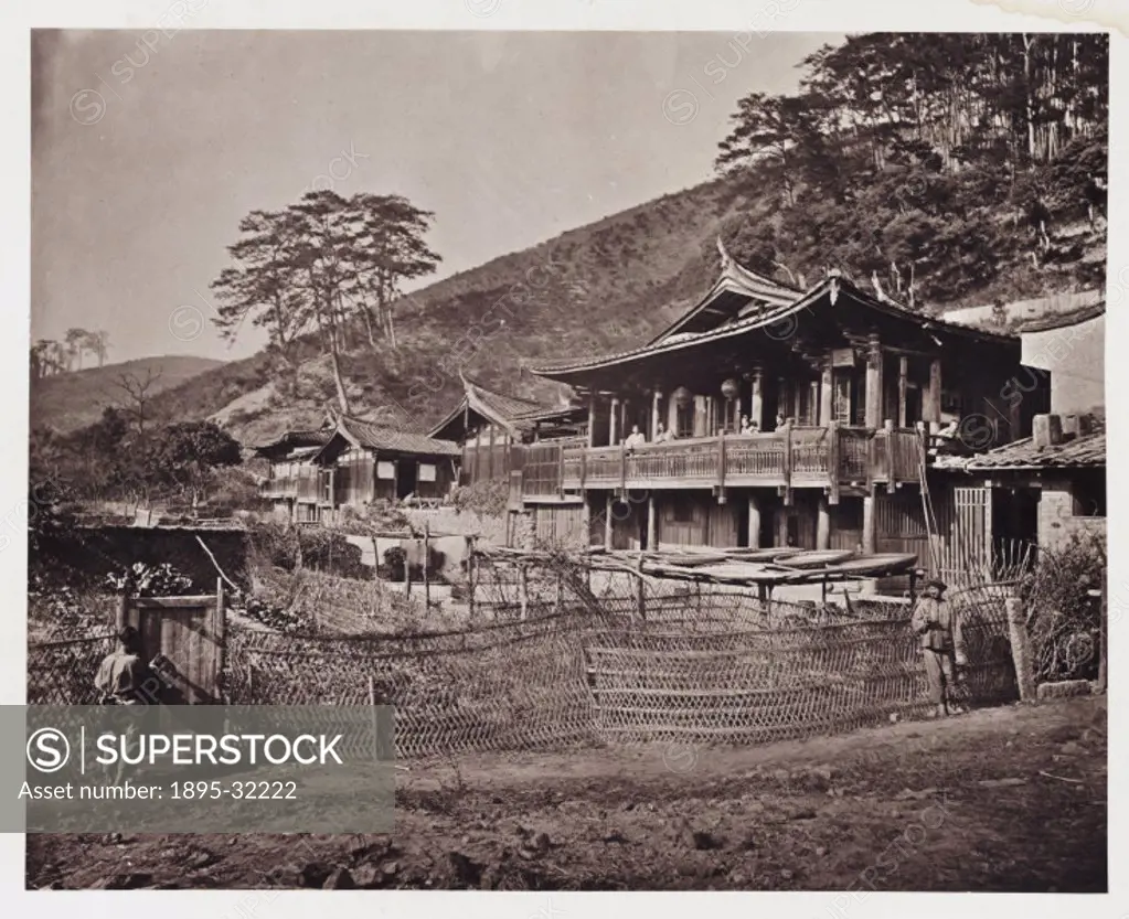 A photograph of a group of Chinese farm buildings, taken by John Thomson 1837-1921 in about 1871, published in 1873 in the book ´Foochow and the Riv...