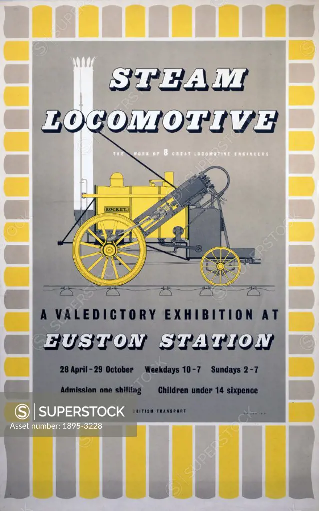 BR poster. ´Steam Locomotive - A Valedictory Exhibition at Euston Station, 28 April-29 October 1955´, by Hasler.
