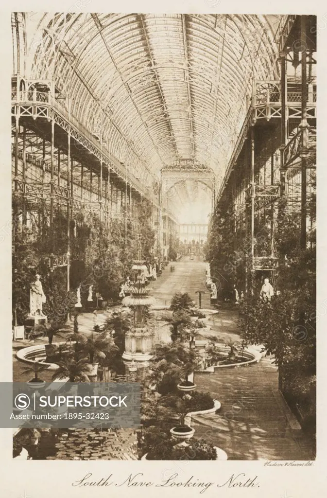 View of Oslers Crystal Fountain and sculptures. The Crystal Palace was built to house the ´Great Exhibition of the Works of the Industry of all Natio...