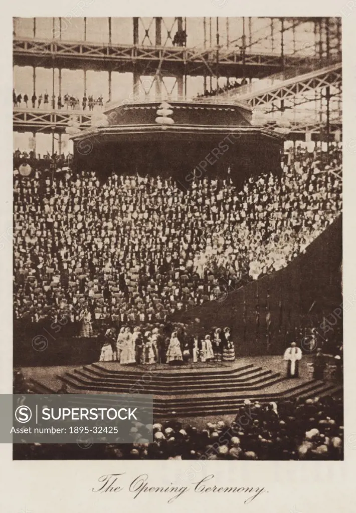 Huge crowds at the opening ceremony of the Crystal Palace, either at Hyde Park in 1851, or at Sydenham where the building was re-erected in 1854. The ...