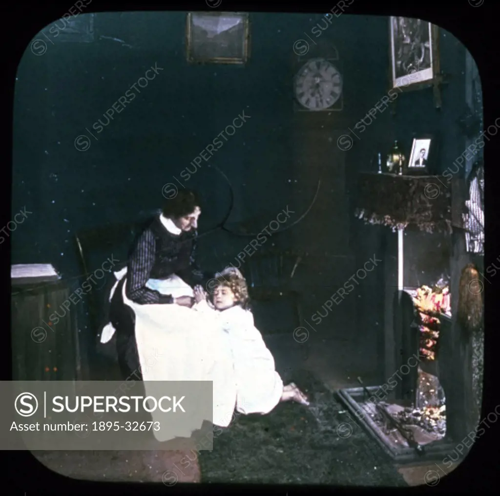 Victorian magic lantern slide - The Story of A Crime’, a  moral tale of a woman, Margaret Bell, who is driven to drink, prison, and ultimately her d...