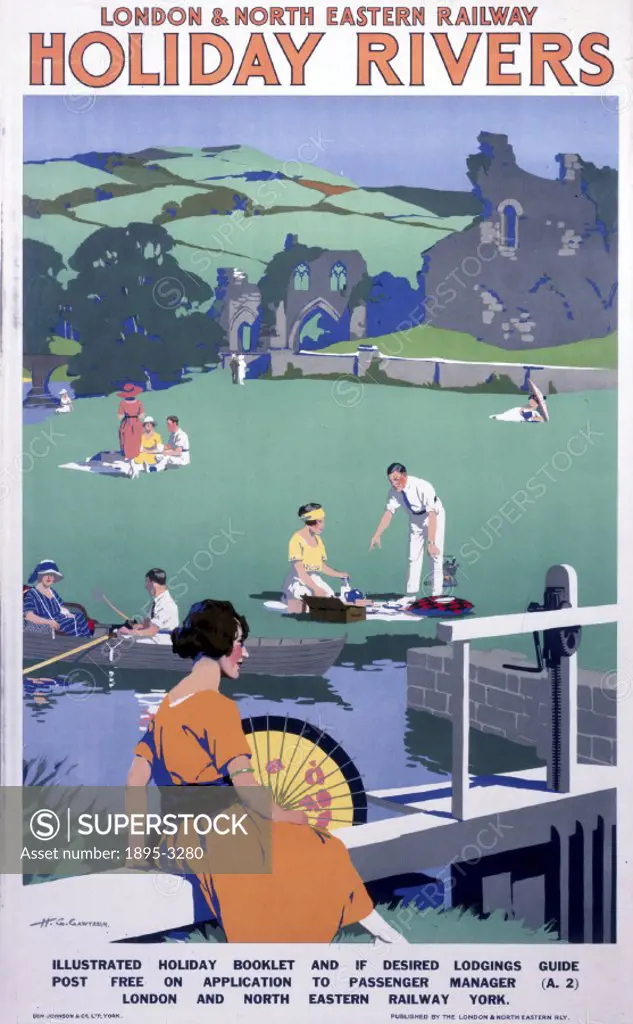 Poster produced for the London & North Eastern Railway to promote rail services to leisure destinations. Artwork by H G Gawthorn.