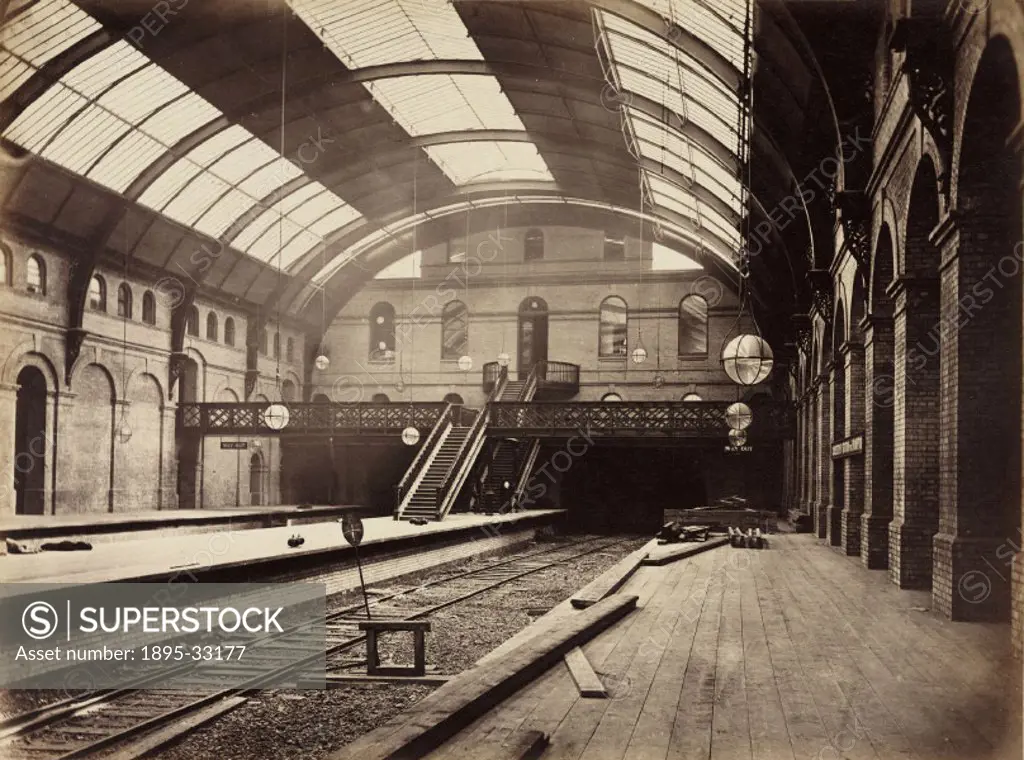 One of a series of photographs by Henry Flather showing the construction, undertaken between 1866 and 1870, of the Metropolitan District Railway´s (MD...