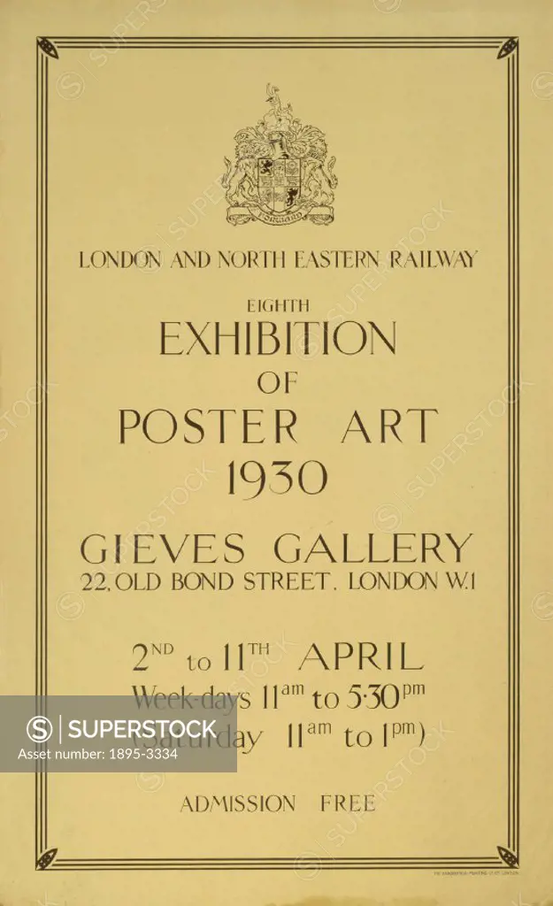 Poster produced for the London & North Eastern Railway (LNER) to promote the eighth exhibition of poster art at the Gieves Gallery, 22 Old Bond Street...