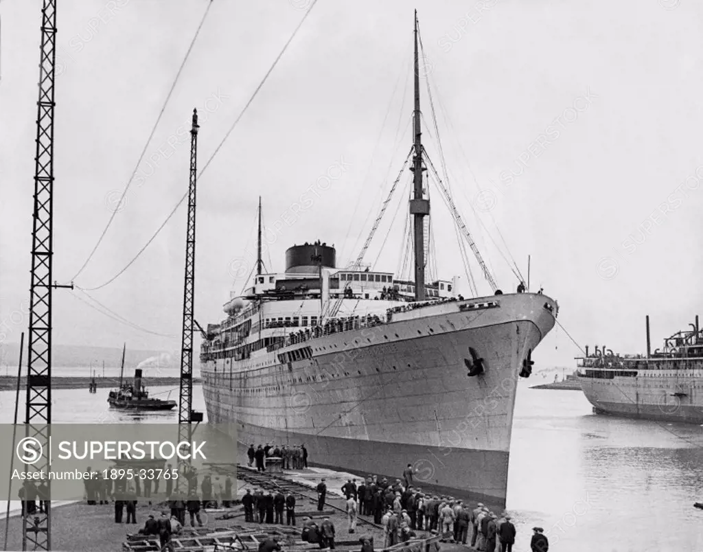 ´The new Union Castle liner ´Athlone Castle´ has been dry-docked at harland & Wolff´s shipyards, Belfast. She will go on her trials early in may and l...