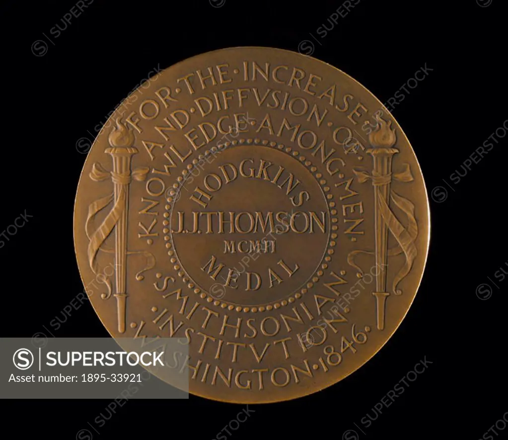 Copy of the Thomas George Hodgkins Medal (founded 1893) of the Smithsonian Institution, USA. The medal was awarded to British physicist Joseph John Th...