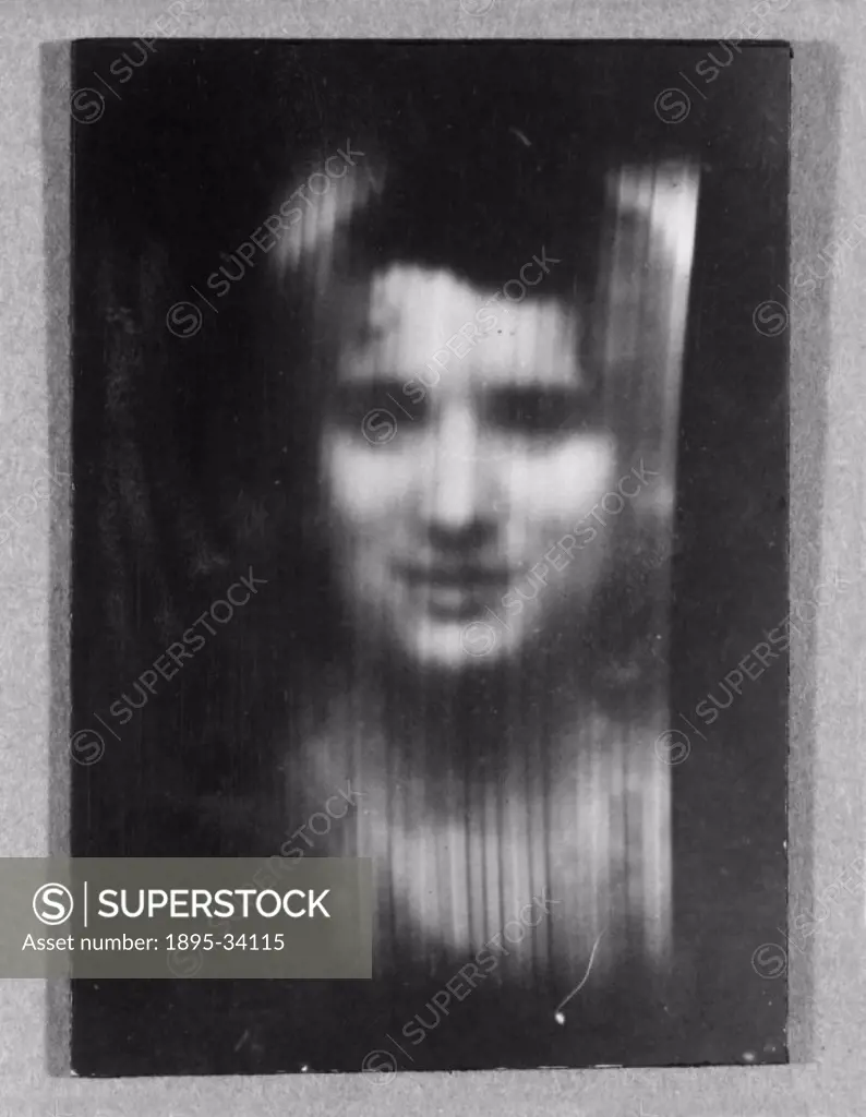 A woman´s face as received on 30-line television, c 1930s.John Logie Baird (1888-1946), the Scottish television pioneer, produced the first widely ava...