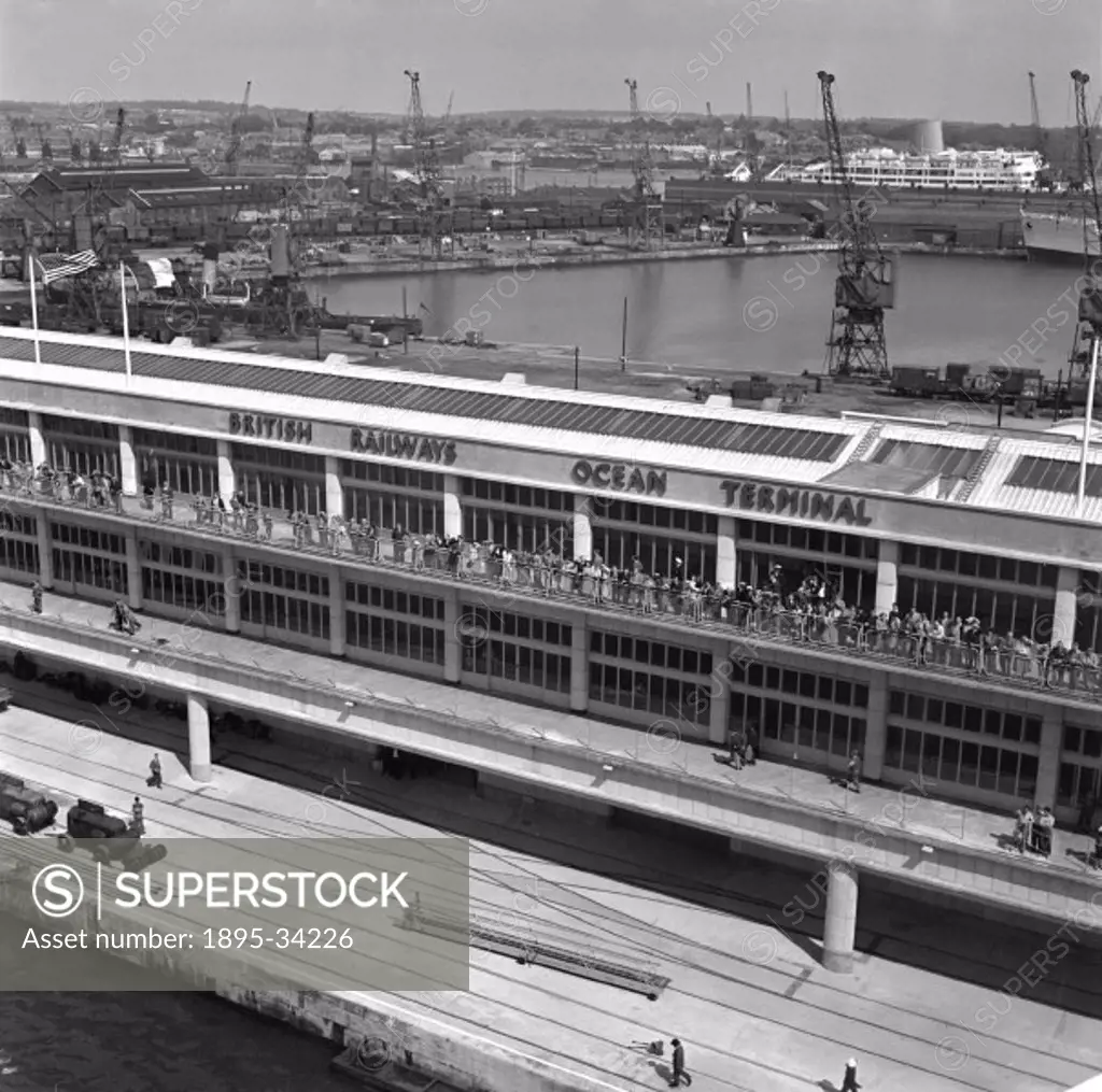 Photograph taken during the making of the British Transport Films production ‘Southampton Docks, made at the Hampshire sea port of Southampton in 19...