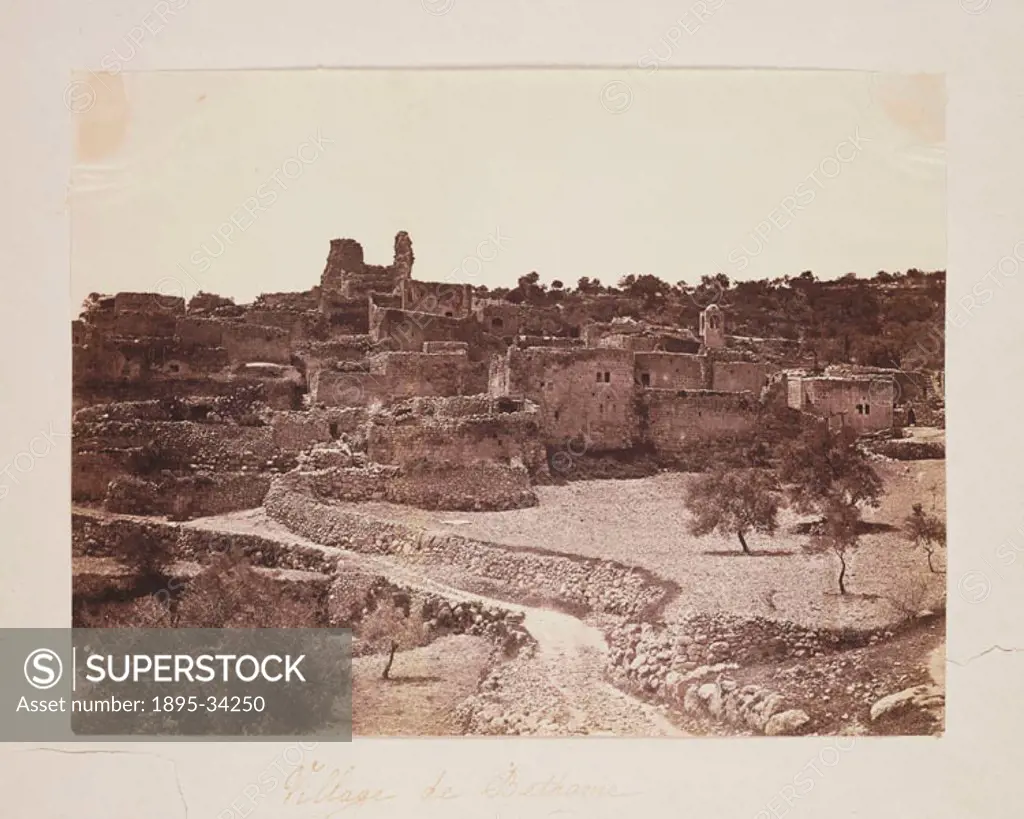 A photograph of the vilage of Bethany, Israel, taken by Robertson, Beato and Co. The village of Bethany is about two miles from Jerusalem, on the slop...