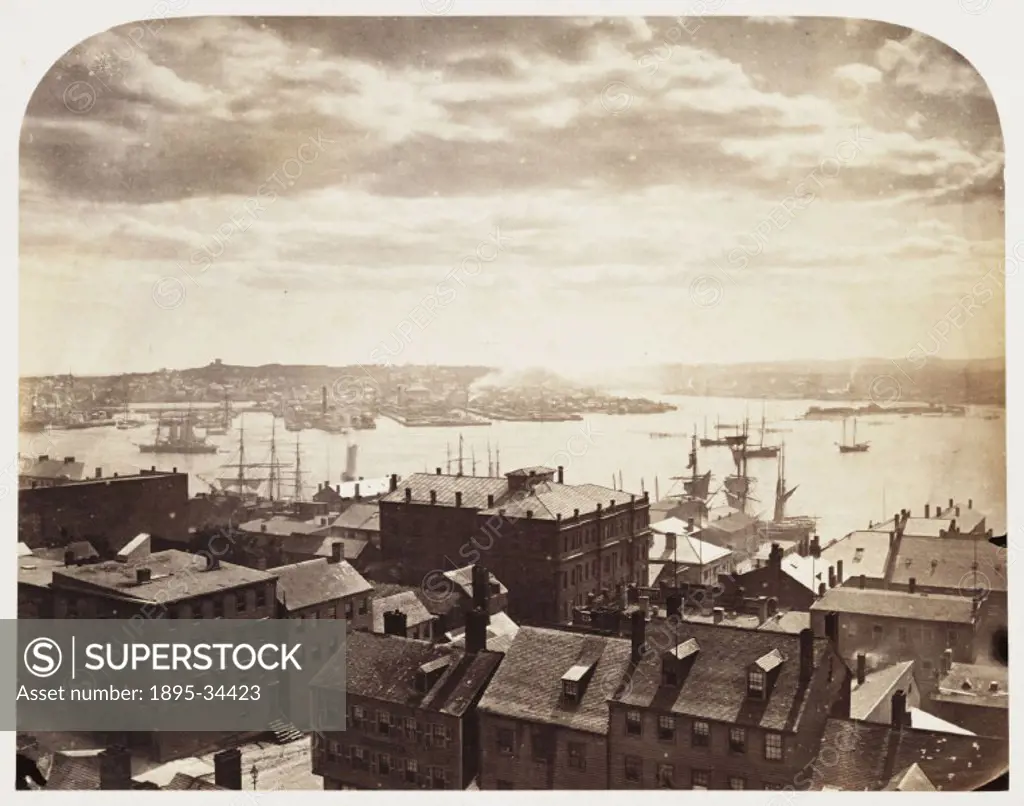 A photograph of St. John´s, New Brunswick, Canada, looking across the Bay of Fundy, taken by William McFarlane Notman (1826-1891), in 1860 during the ...