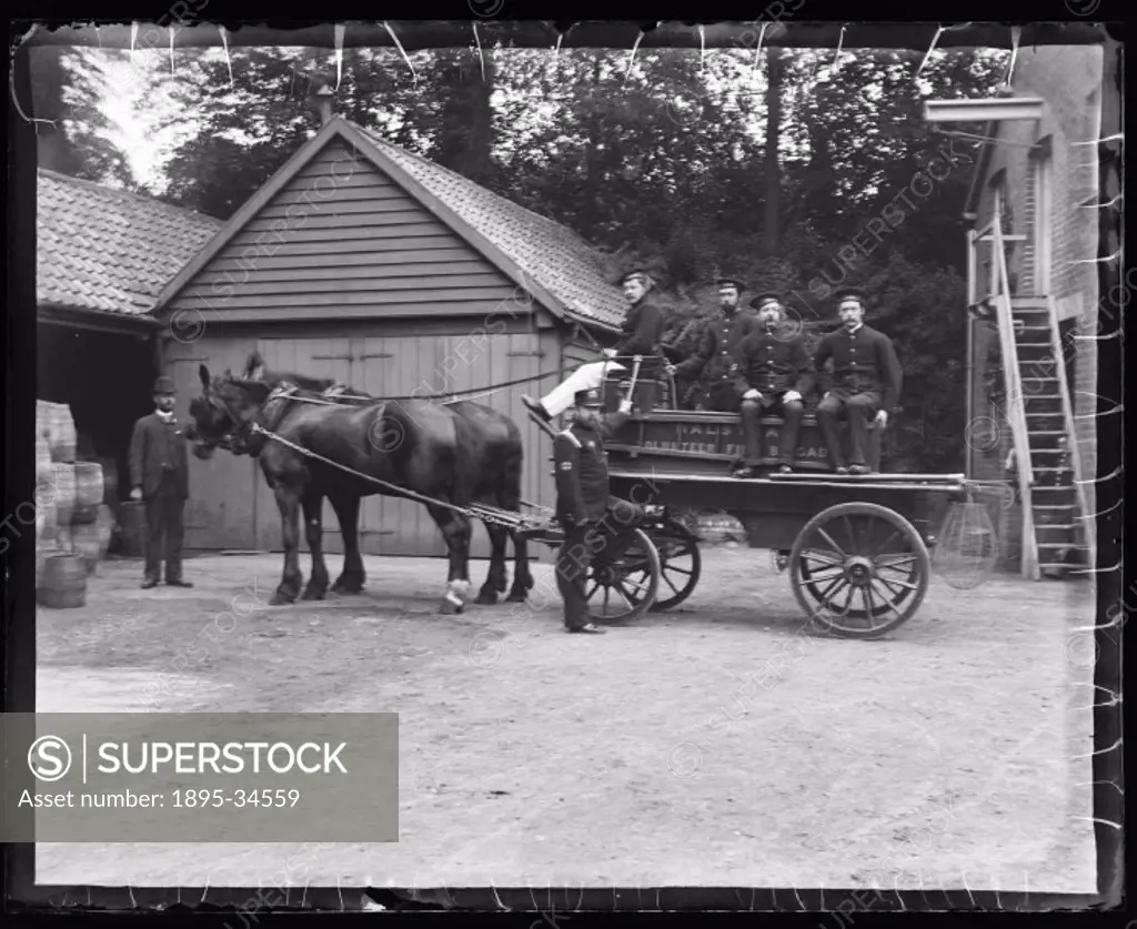 A photograph of members of the Halstead Fire Brigade with their horse-drawn fire engine, taken by Edgar Tarry Adams (1852-1926), in about 1900.  The V...