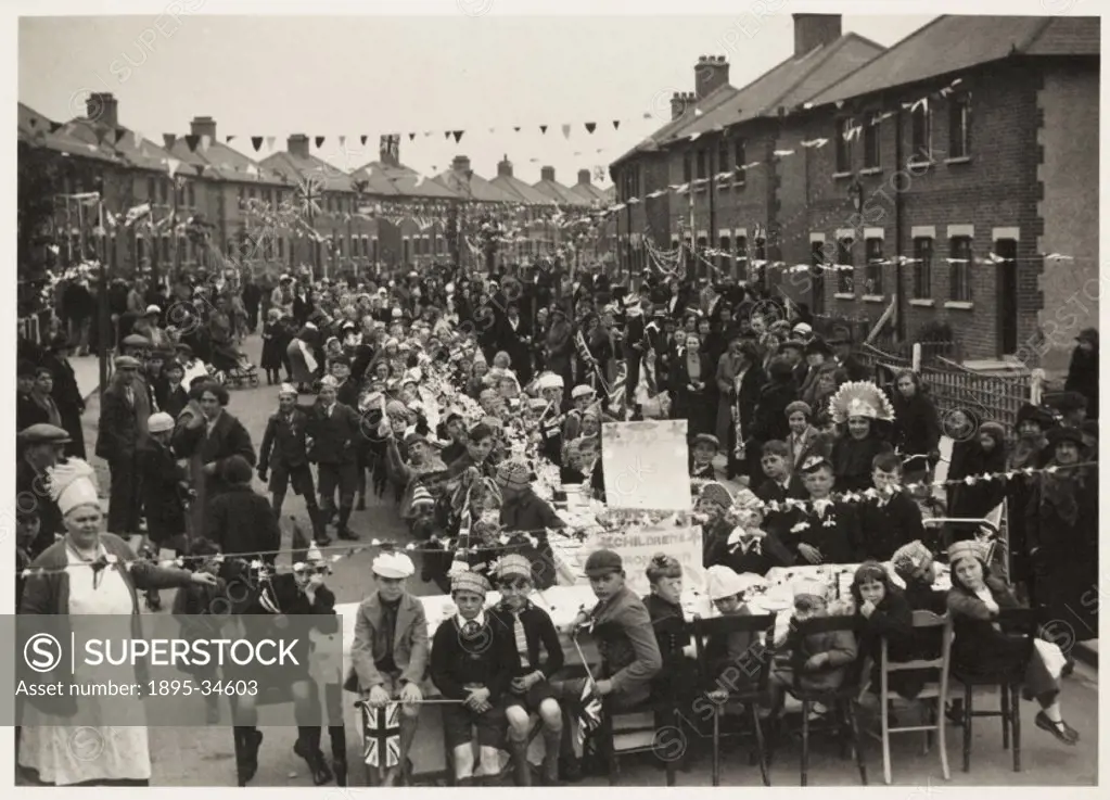 A photograph of a Coronation tea party held at Grays, Thurock, Essex, taken by an unknown photographer in May 1937.  This photograph is from an album ...