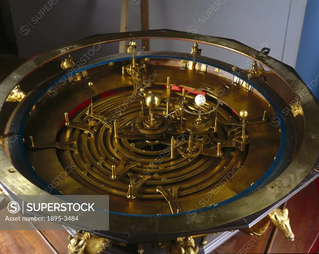 Grand orrery, 1733. It is not known who made this orrery in the first place, only that Thomas Wright made such extensive modifications in 1733 that it...