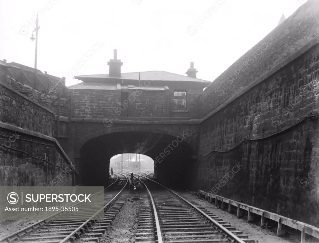 Entrance to St Margaret´s tunnel, about 1950. The tunnel takes the railway underneath a road.  Tunnels and bridges were often built through towns, to ...