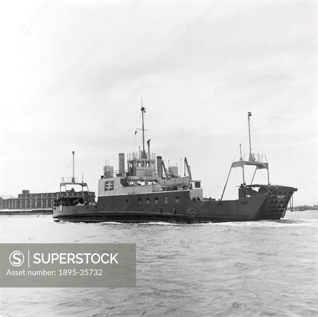 The British Railways ship the ´Camber Queen´, 8 February 1971. This ferry has lorries loaded on the deck.  The ´Camber Queen´ was built by Philip & So...