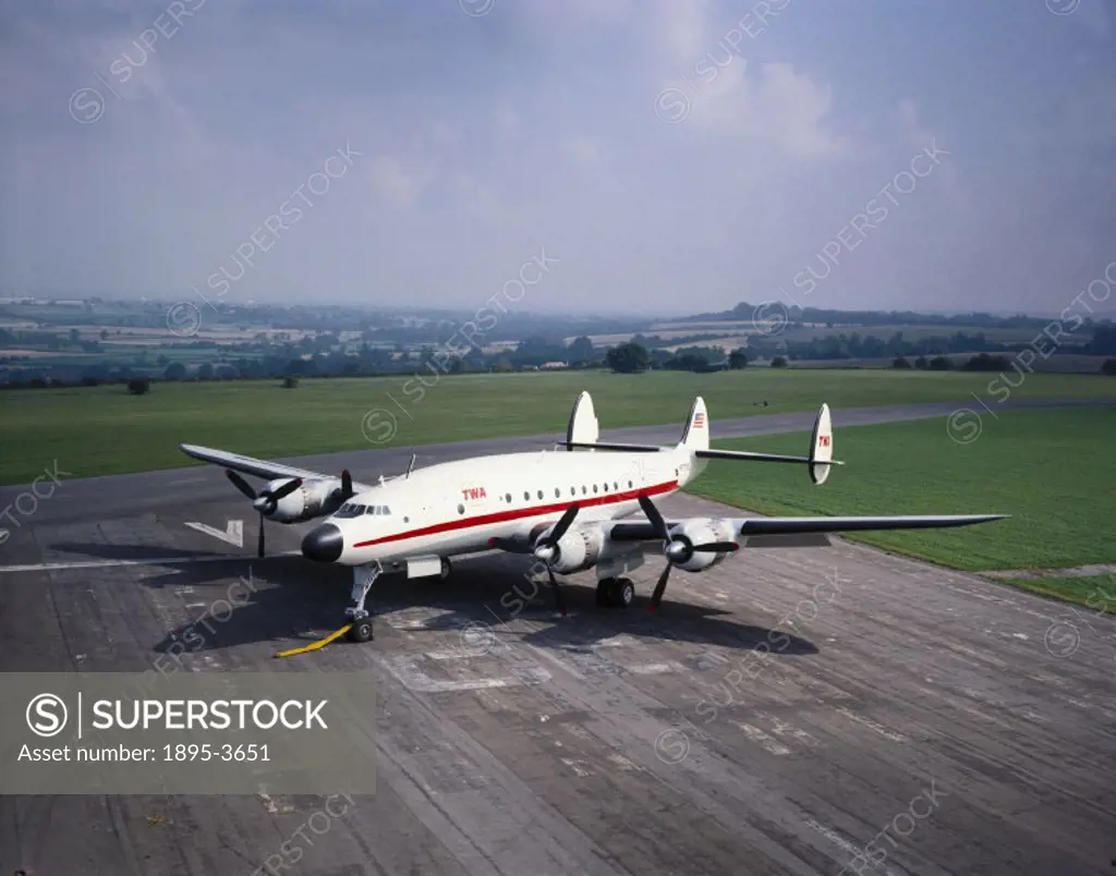 The Constellation airliner was developed from a military transport aircraft which entered service in 1944. With its streamlined fuselage and triple ta...