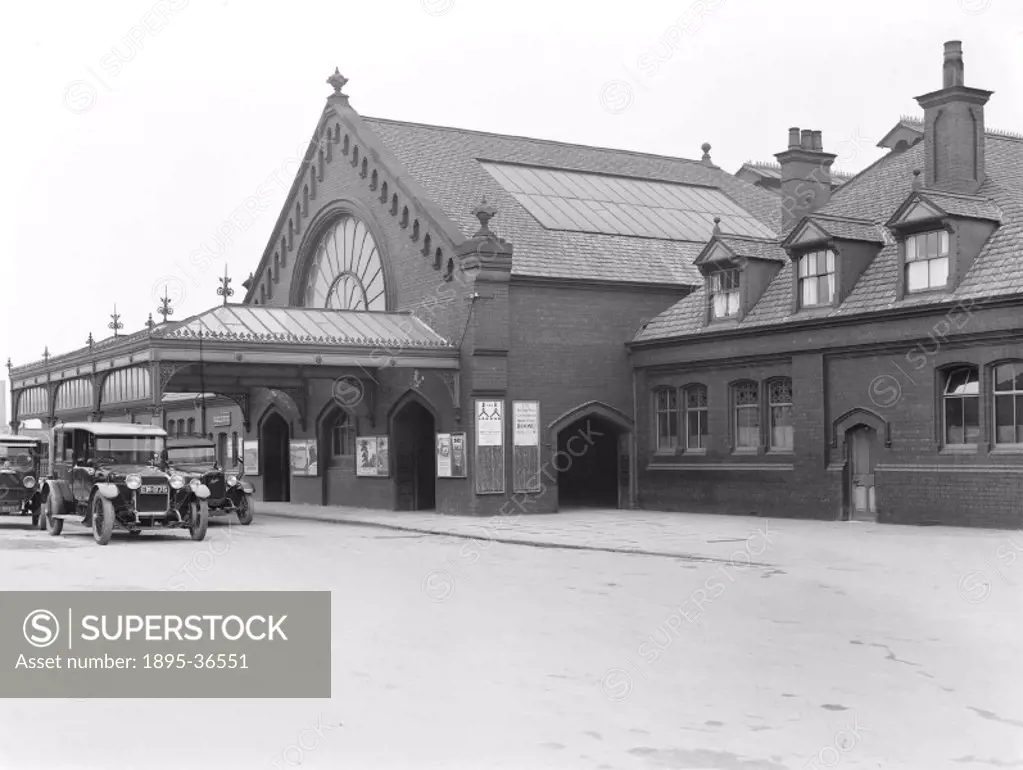 Exterior of Barrow station, Cumbria, 11 February 1930.   Barrow in Furness grew from being a small village at the start of the 19th century to a major...