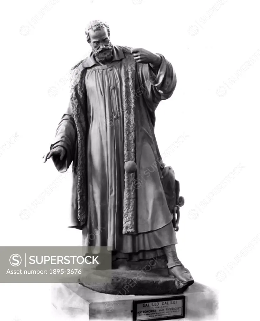 Life-size terracotta statue by Andreus Boni of Milan, after the original by Eugenio Rados. Galileo Galilei (1564-1642), one of the greatest scientists...