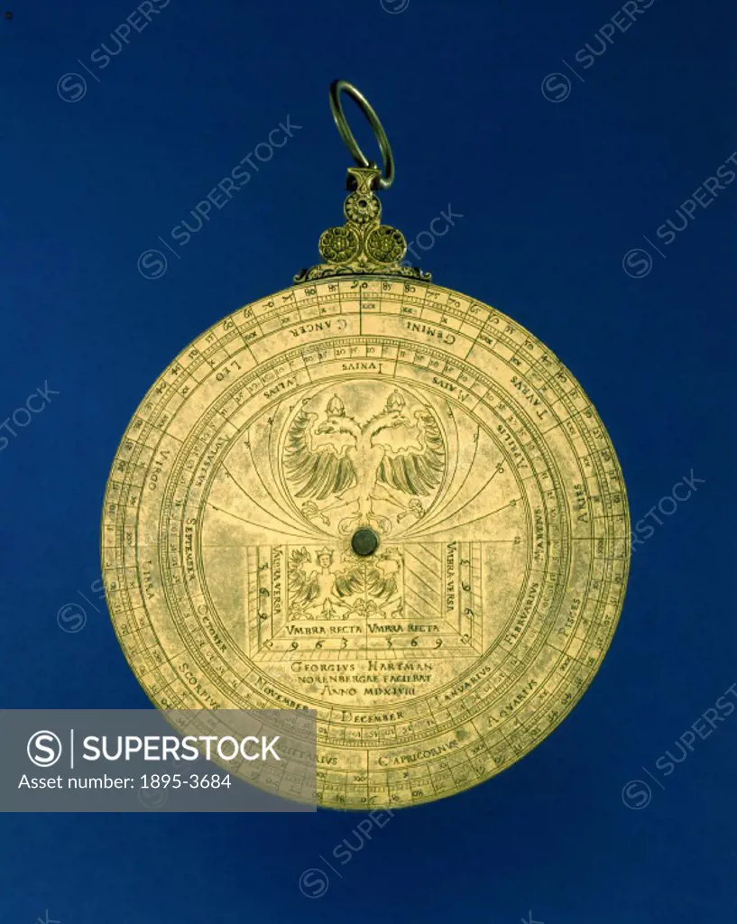 This astrolabe was made by Georg Hartmann (1489-1564), an instrument maker from Nuremberg, Germany. An astrolabe is in essence a model of the universe...