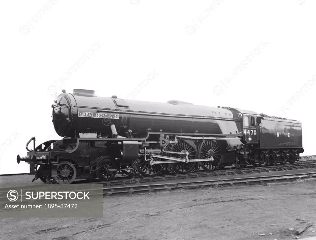 An A1 class Pacific 4-6-2 locomotive number 1470 ´Great Northern´ at Doncaster works, 19 September 1945.  Pacifics were designed by Arthur Peppercorn ...