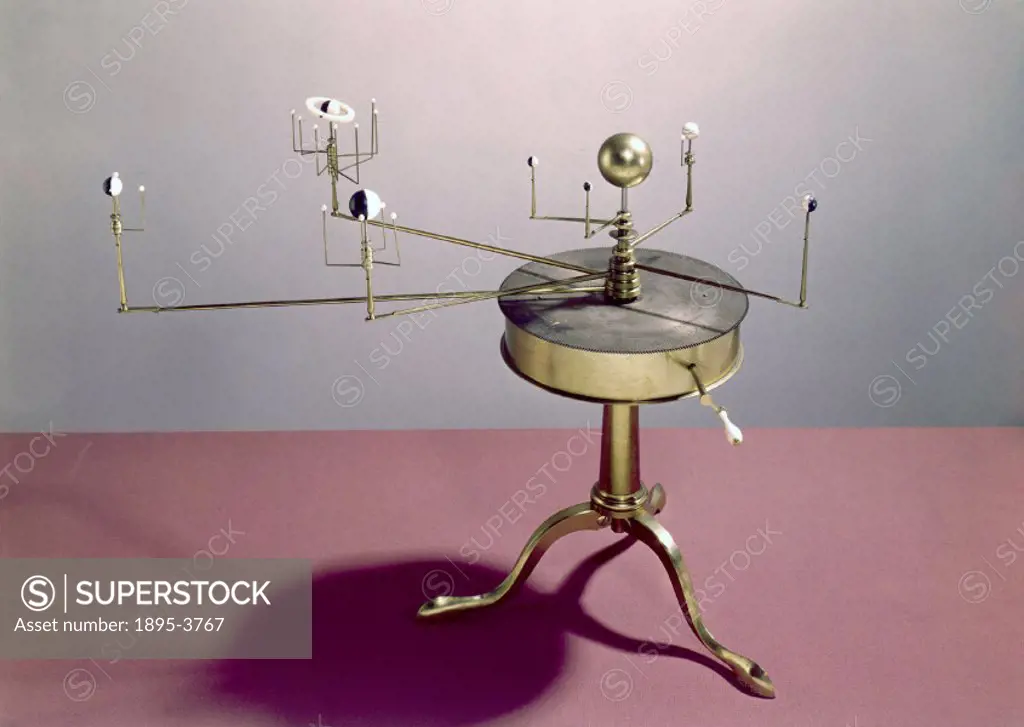 This planetary model was made by the famous London instrument maker George Adams the Younger (1750-1795). Called an orrery or planetarium, it is a dem...