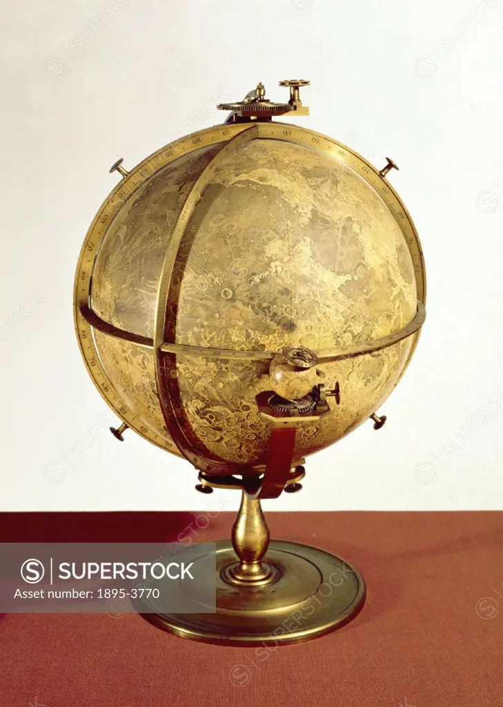 ´Published in 1797, this printed Moon globe was produced by the British portrait artist John Russell RA (1745-1806) and shows the nearside of the luna...