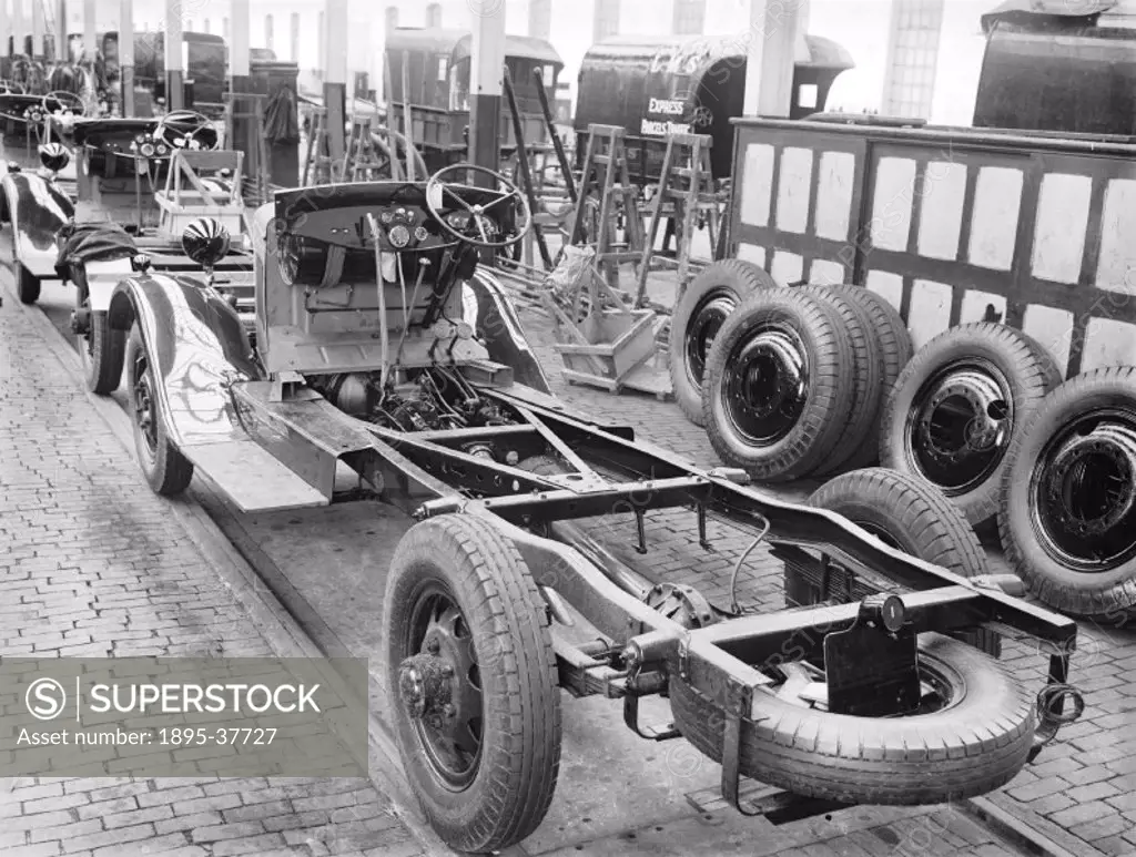 Lorries being built at Wolverton works, 14 September 1934.  The railways used road vehicles for many different purposes. They were used for delivery s...
