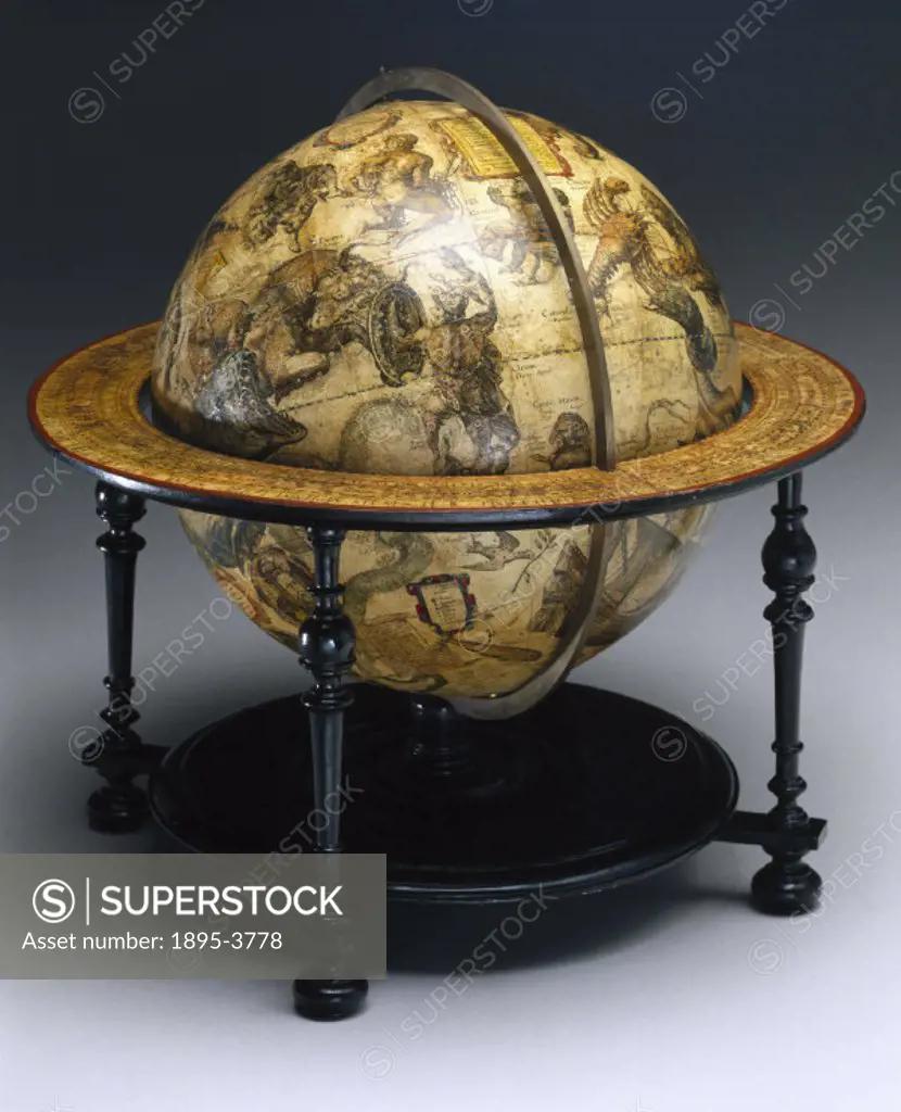 This celestial globe was made by Willem Janszoon Blaeu (1571-1638) in Amsterdam, Holland. The Dutch were the first to make printed globes in large num...