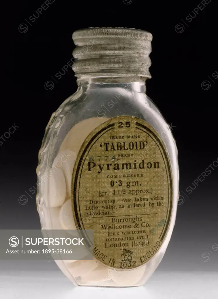 Pyramidon tablets made by Burroughs Wellcome and Co, from Savory and Moore.
