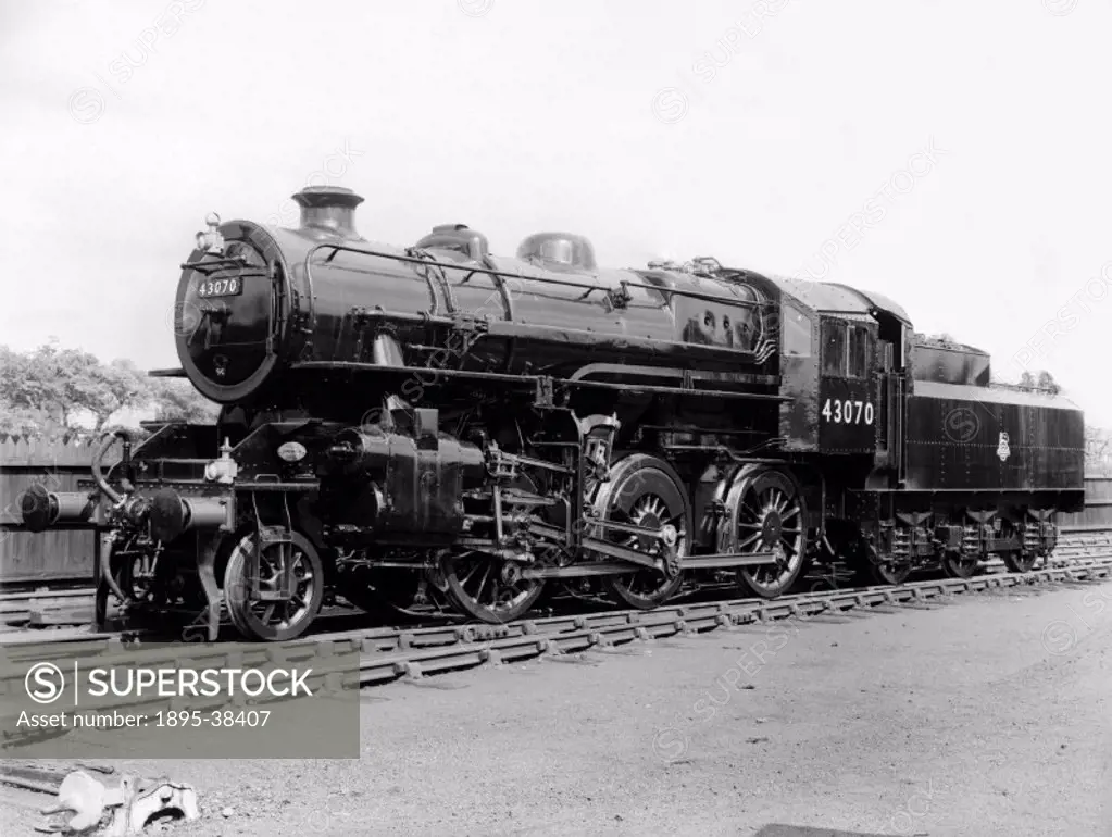 Left front three quarter view of British Rail (BR) locomotive. Darlington built.