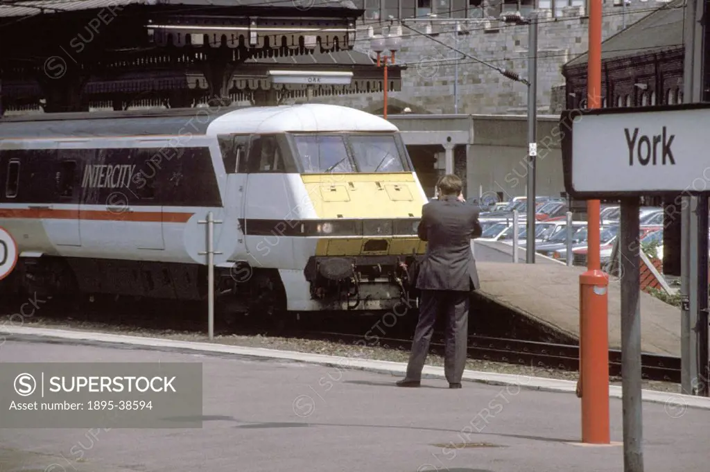 Inter-City train leaving York station, by Chris Hogg, 1993.  These High Speed Trains were launched in 1974 and brought about significant improvements ...