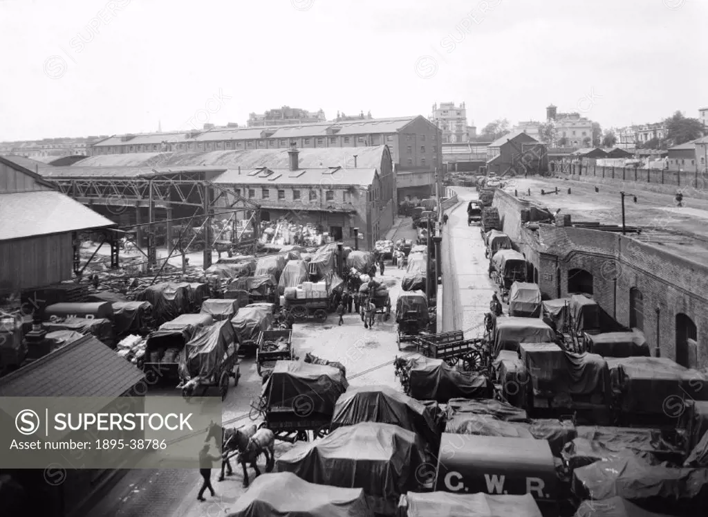 Paddington goods yard after the General Strike, 27 May 1926. The goods yard had been deserted during the strike and two weeks later it was still crowd...