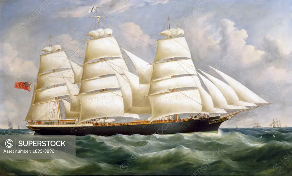 Oil painting by Spencer made 1875-1880, showing the ´Torrens´, an iron sailing ship built at the James Lang shipyard at Sunderland for Elder & Co. Des...