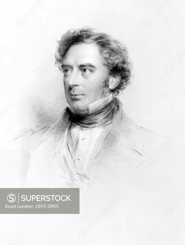 Engraving by F Hall, after George Richmond, 1849. Robert Stephenson (1803-1859), son of George Stephenson, whom he assisted with the survey of the Sto...