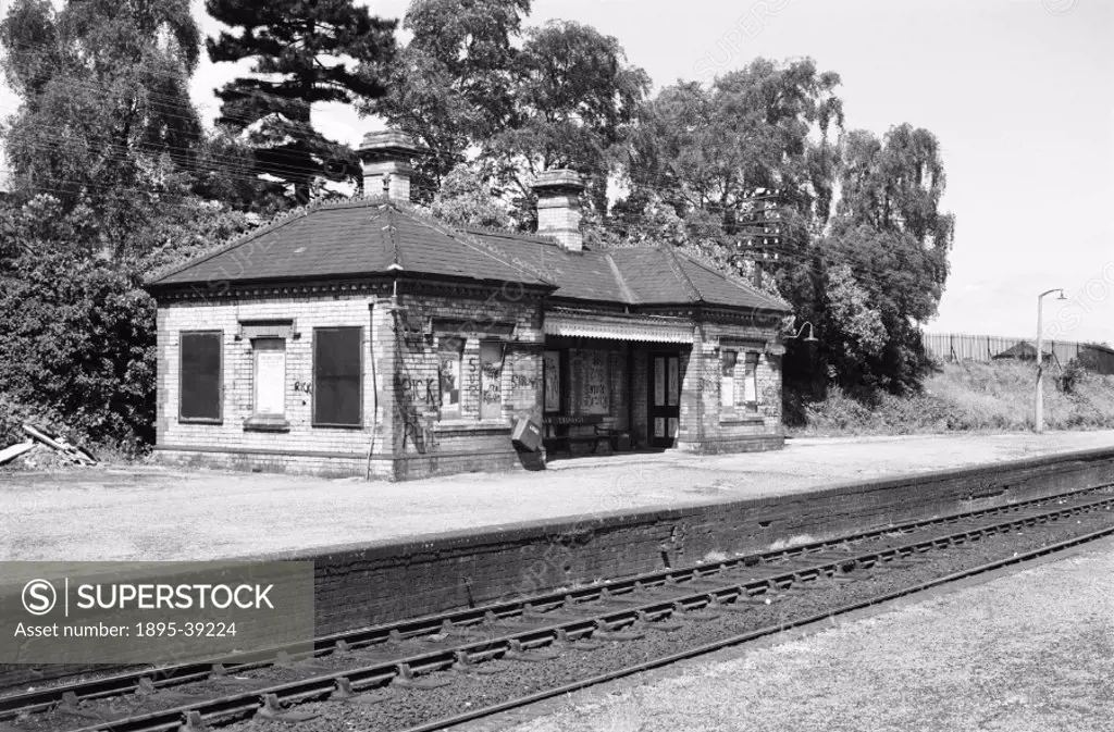 Wrexham Exhange station, Denbighshire, by Selwyn Pearce-Higgins, 1971. The station building is covered in grafitti.  This station opened in 1887 on th...