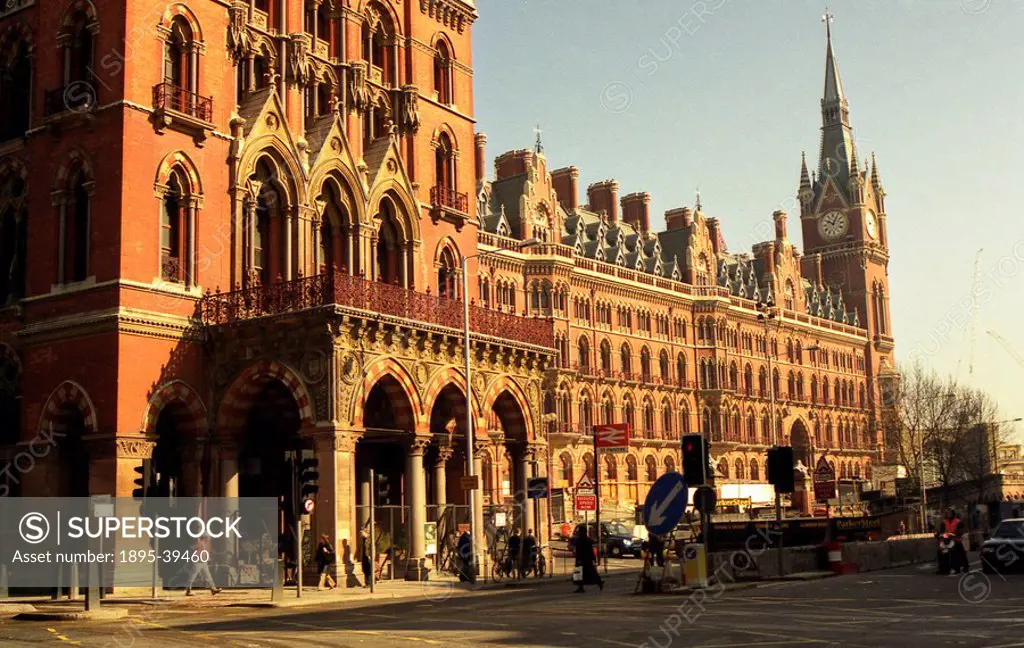 St Pancras Station, London, 31 March 2004.St Pancras Hotel and train station were completed in 1865. Designed by George Gilbert Scott, it was the larg...