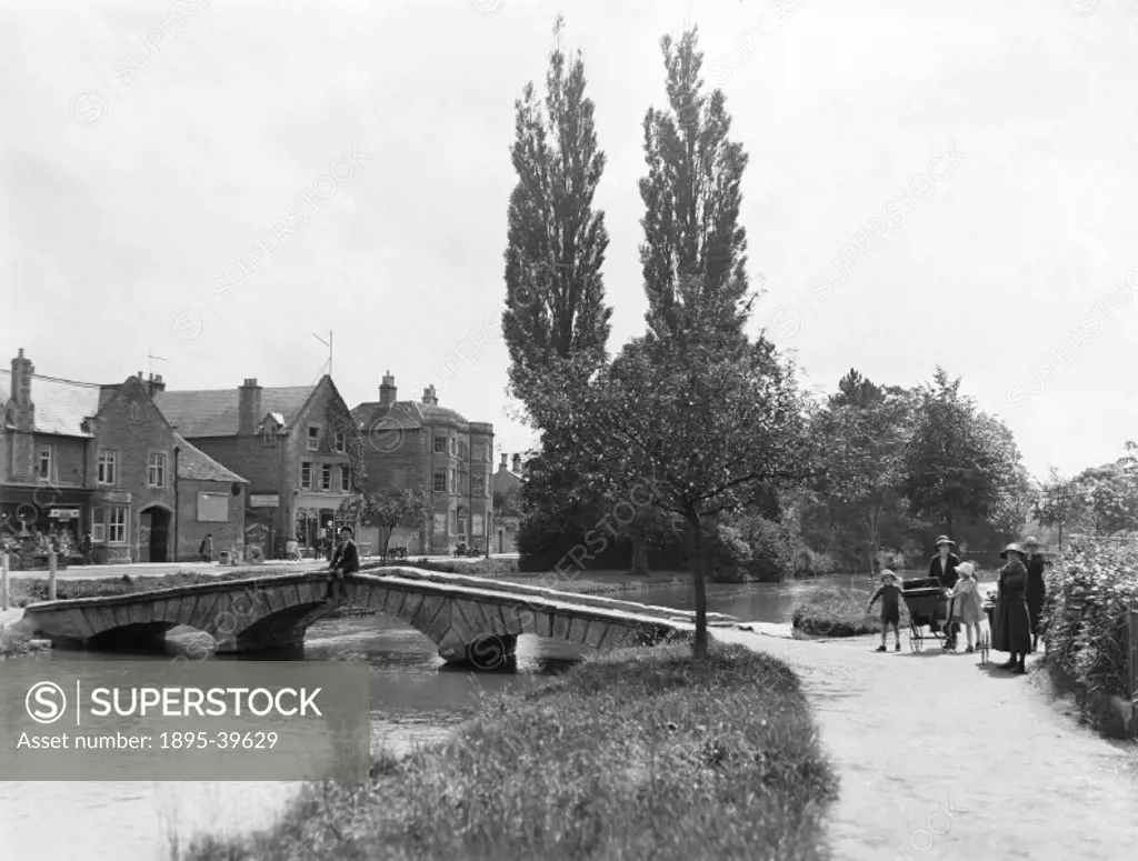 Bridge at Bourton-on-the-Water, Gloucestershire, August 1924.  This photograph was taken by the Great Western Railway´s publicity department. Photogra...