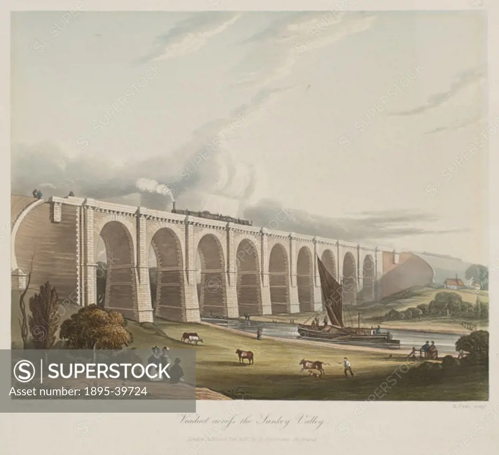 The Sankey Viaduct by T T Bury, February 1831. The Sankey Viaduct was built by George Stephenson, and was opened in 1830. It was on the Liverpool and ...