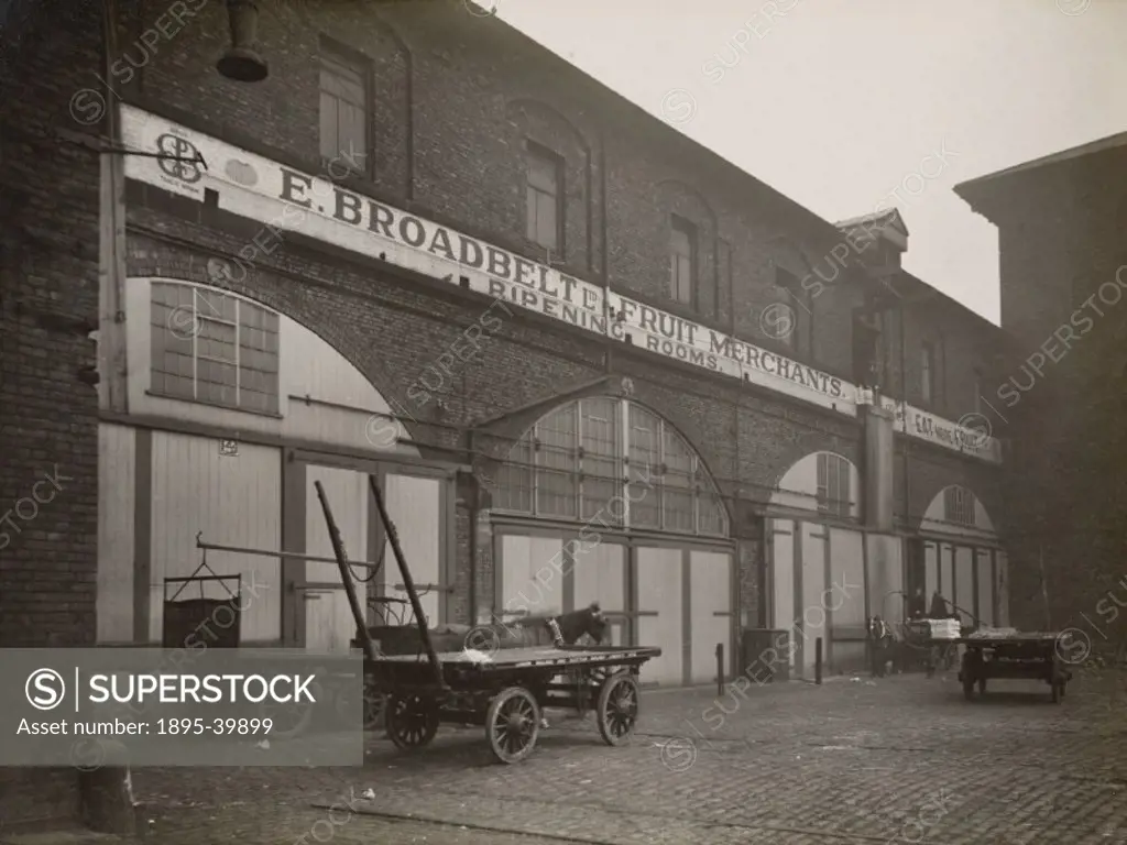Warehouse at Oldham Road, Manchester, about 1935.   The depot was owned by the London, Midland & Scottish Railway, but was used by E Broadbelt Ltd. Th...