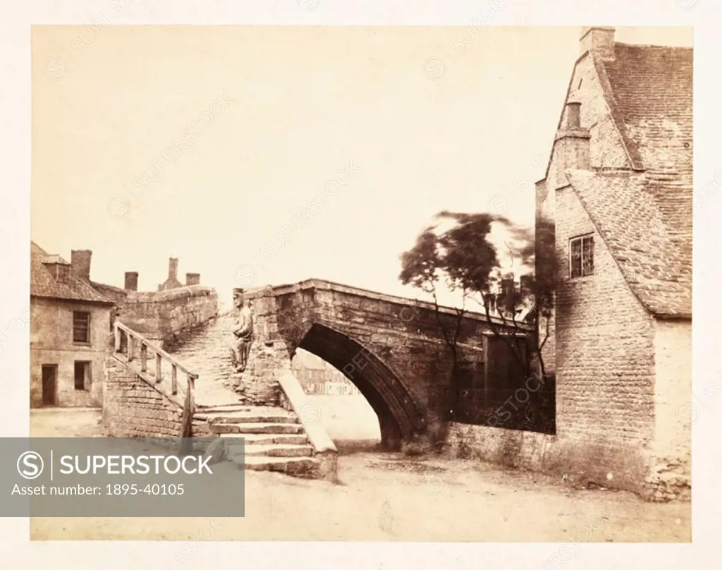 A photograph of Trinity Bridge at Crowland, by Samuel Smith on 23 June,1859. The triangular bridge, built in the 14th century, was the point at which ...