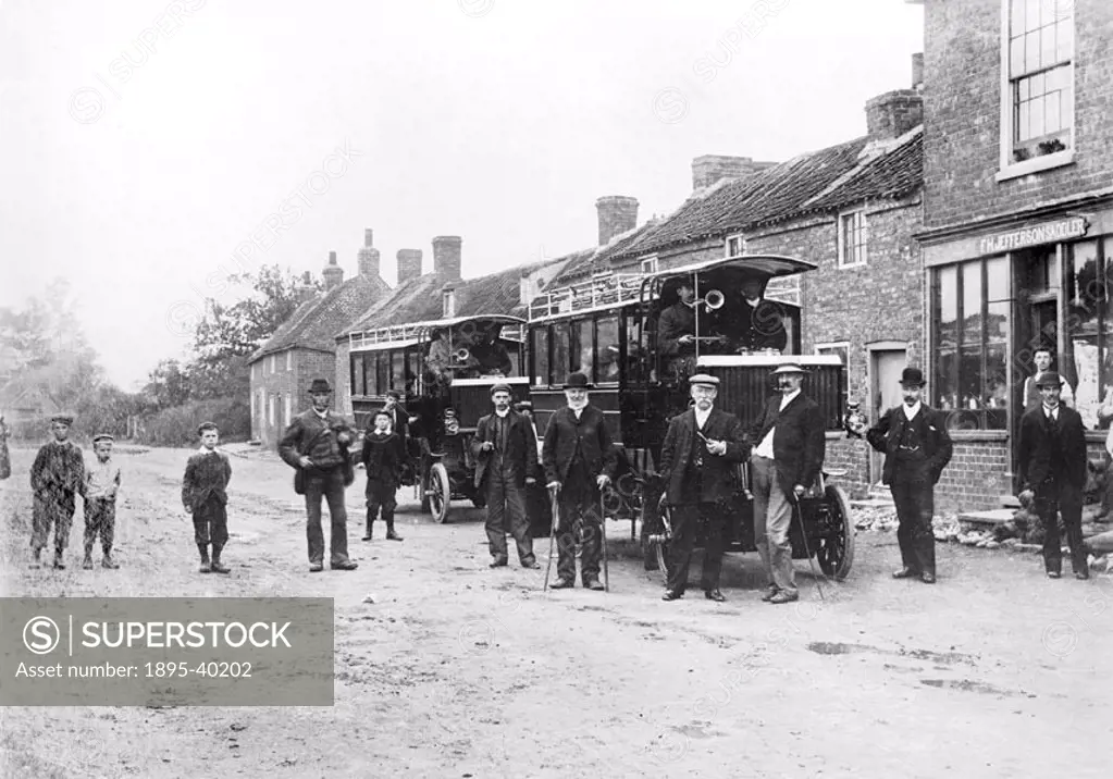 North Eastern Railway buses at Beeford, East Yorkshire, 1903. Much of East Yorkshire did not have railway access, although it was an important agricul...